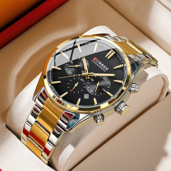 Часы наручные Curren 8446 Silver-Gold-Black 1008-0431 фото