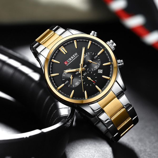 Часы наручные Curren 8446 Silver-Gold-Black 1008-0431 фото