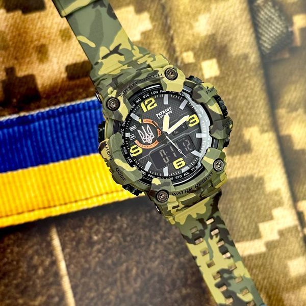 Годинник наручний Patriot 002CMGRUASI Тризуб срібло Зелений камуфляж + Коробка. 1201-0077 фото