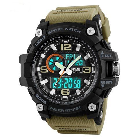 Часы наручные Skmei 1283 Black-Khaki Wristband. 1080-0106 фото