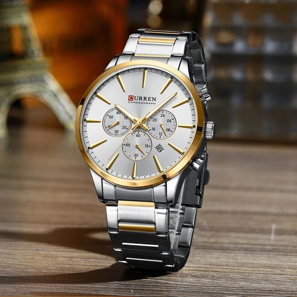 Годинник наручний Curren 8435 Silver-Gold-Silver 1008-0372 фото