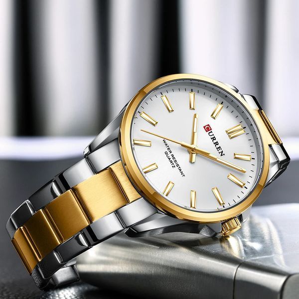 Годинник наручний Curren 9090 Silver-Gold-Silver 1008-0374 фото