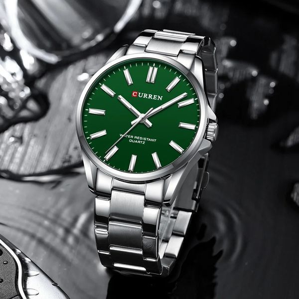 Годинник наручний Curren 9090 Silver-Green 1008-0378 фото