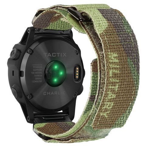 Ремінець для годинника Hemsut HGA131 Military nylon strap with Velcro Garmin Camo Green 20 mm 1051-1291 фото