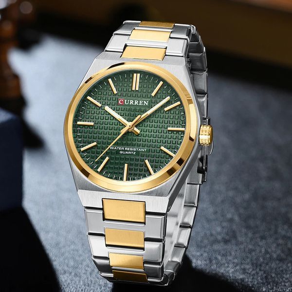 Годинник наручний Curren 8439 Silver-Gold-Green 1008-0390 фото