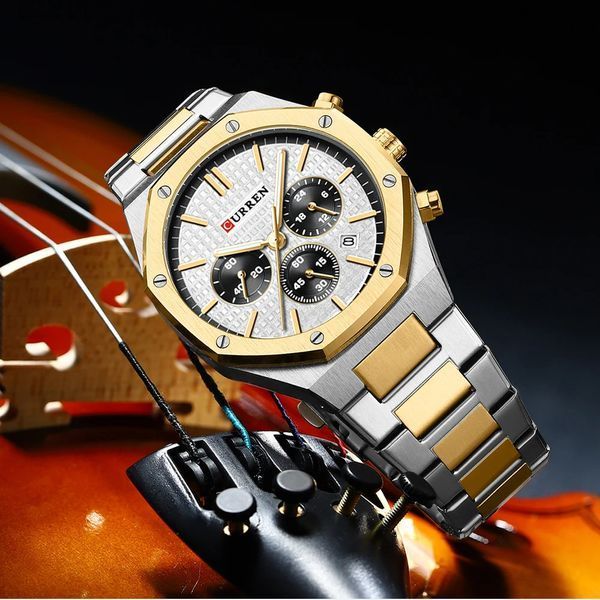 Годинник наручний Curren 8440 Silver-Gold-White 1008-0396 фото