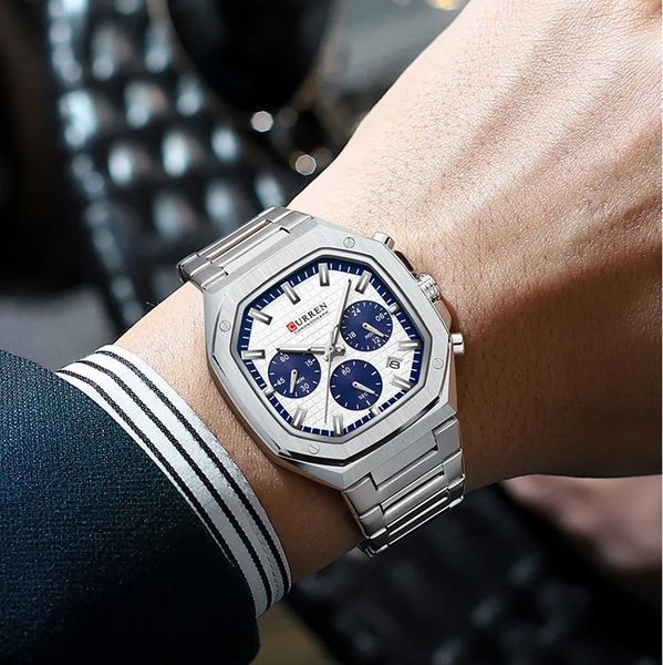 Годинник наручний Curren 8459 Silver-White 1008-0473 фото