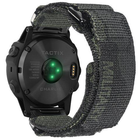 Ремінець для годинника Hemsut HGA131 Military nylon strap with Velcro Garmin Camo Black 26 mm 1051-1297 фото
